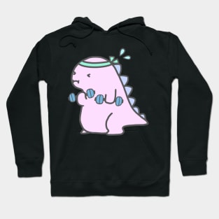 Kawaii Pink Chubby Dinosaur Workout Hoodie